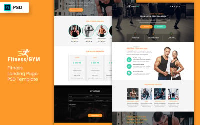 Fitness céloldal sablon felhasználói felület elemei