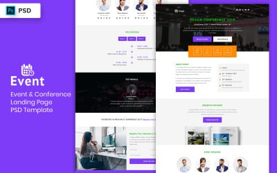 Gebeurtenis- en conferentie-bestemmingspagina-sjabloon UI-elementen