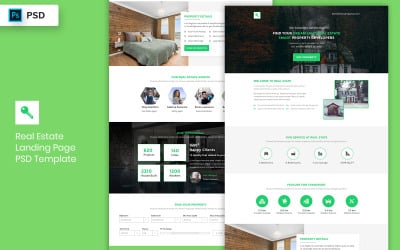 Ingatlan céloldala PSD Template-02 felhasználói felület elemei