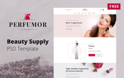 Profumo - Sito Web del negozio di articoli di bellezza Modello PSD gratuito