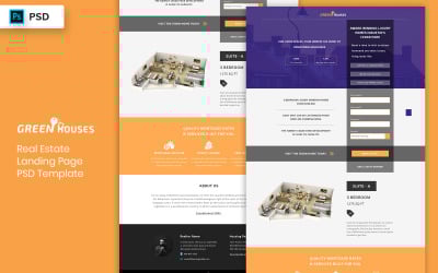 Real Estate Landing Page PSD Template UI Elements