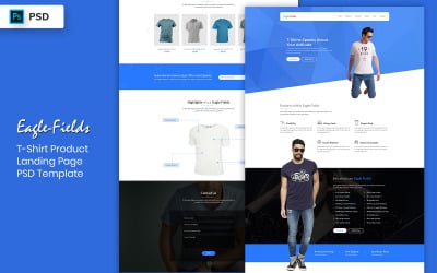 T-shirt bestemmingspagina sjabloon UI-elementen