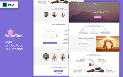 Yoga bestemmingspagina sjabloon UI-elementen
