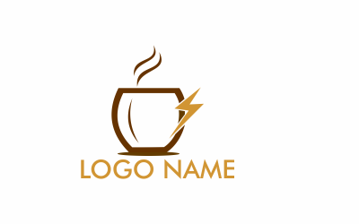 Flache Logo-Vorlage für Kaffee-Power