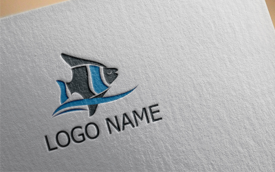 Modèle de logo plat de poisson en ligne