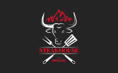 Steakhouse  with Bull Head. Logo Template