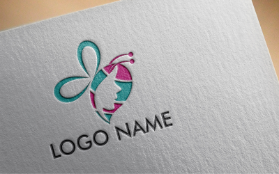 Vorlage für das flache Logo „Butterfly Lady“.