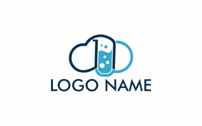 Szablon logo płaskiego laboratorium Cloud