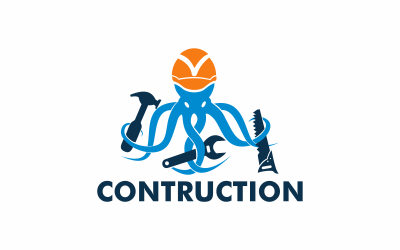Modèle de logo de calmar de construction