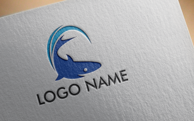 Modello di logo moderno piatto di pesce