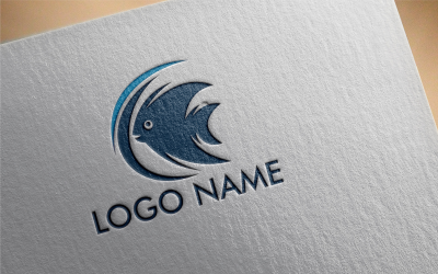 Plantilla de logotipo abstracto de línea de pescado