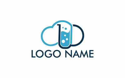 Шаблон плоского логотипа Lab Cloud