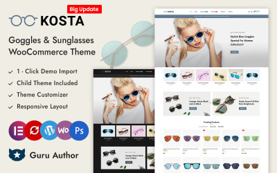 Kosta - Negozio di occhiali e occhiali Tema responsivo Elementor WooCommerce