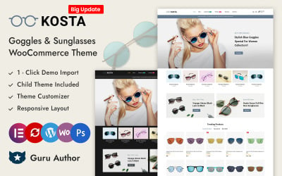 Kosta - Sklep z goglami i okularami Elementor WooCommerce Responsywny motyw