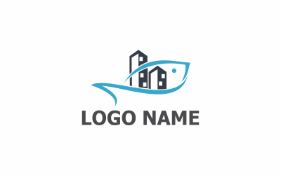 Modello con logo piatto Fish Town