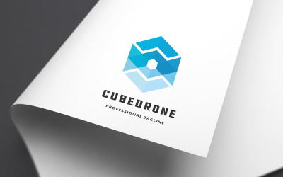 Modello di logo del drone cubo