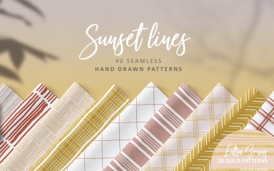 Motif dessiné à la main des lignes du coucher du soleil