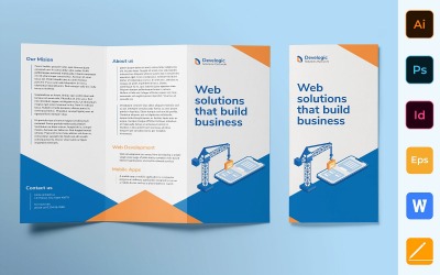 Brožura o vývoji webových a mobilních aplikací trojí - šablona Corporate Identity