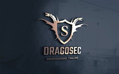 Modello di logo di sicurezza del drago