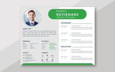 Marko Kevinenars CV-mall för horisontellt CV-tema