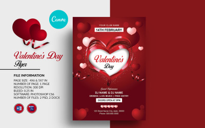 Valentinstag-Party-Einladungs-Flyer - Corporate Identity-Vorlage