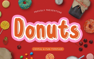 Carattere tipografico gioioso e divertente di ciambelle