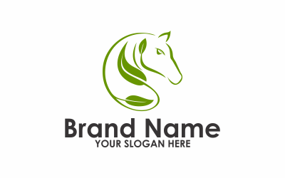 Modèle de logo de cheval vert
