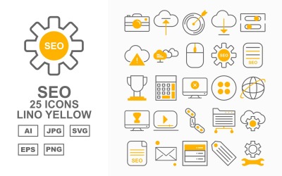 25高级SEO Lino黄色图标集