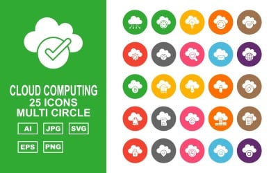 25 Prémium Cloud Computing több körös ikonkészlet