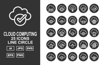 25 Prémium Cloud Computing vonal kör ikonkészlet