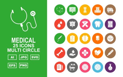 25 Premium Medical Multi Circle Icon Set