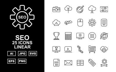 25 Premium SEO lineaire pictogramserie