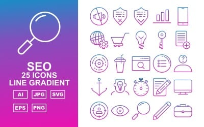 Zestaw ikon 25 Premium SEO Line Gradient Pack Icon