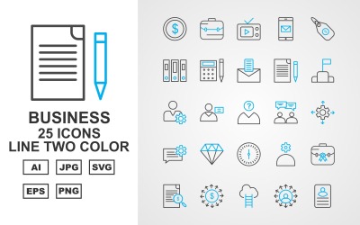 25 Premium Business Line Two Color Icon Set