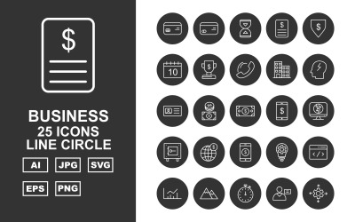 Zestaw ikon 25 Premium Business Line Circle