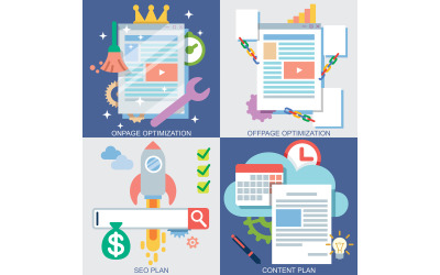 Icônes Web définies pour l&amp;#39;optimisation sur la page - Illustration