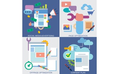 Набір веб-іконок для оптимізації сторінки - ілюстрація