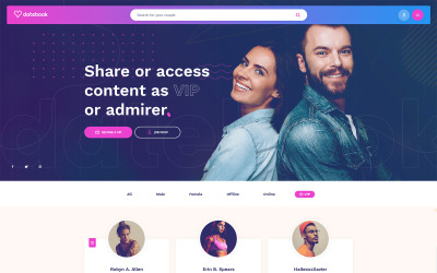 Prémium Datebook - Dating and Content Sharing Network WordPress sablon 157398