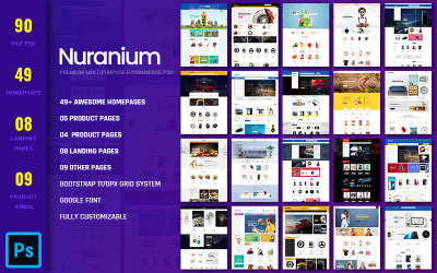 Nuranium - Multipurpose Ecommerce PSD Template PSD sablon 157595