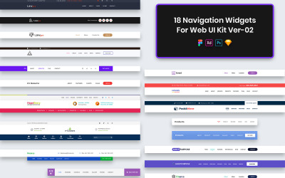18 Widgets de navegação para kit de interface de usuário da web Ver-02