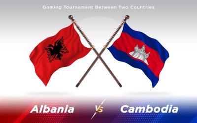 Albania versus Cambodia Two Countries Flags - Illustration