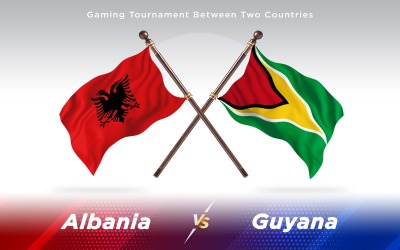 阿尔巴尼亚与圭亚那两个国家的国旗-光栅插图