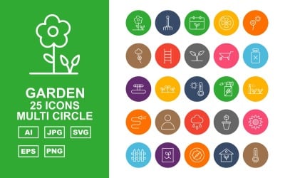 25 Premium Garden Multi Circle Icon Set