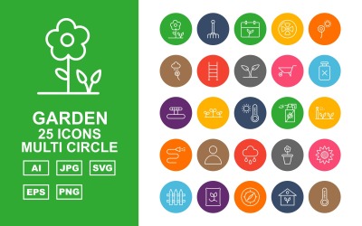 25 set di icone multi cerchio Premium Garden
