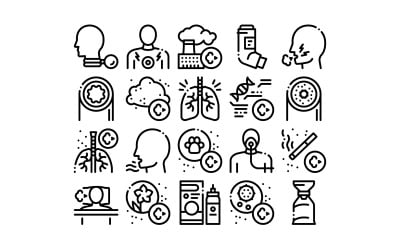 Asthma Sick Allergen Collection Set Vector Icon