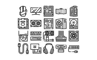 Computertechnologie collectie ingesteld Vector Icon
