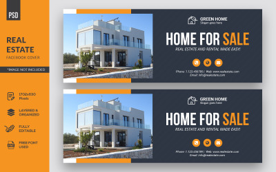 Design minimalista Real Estate Facebook Cover Banner Modello di social media