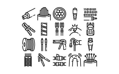 Icône de vecteur de collection de câbles à fibre optique