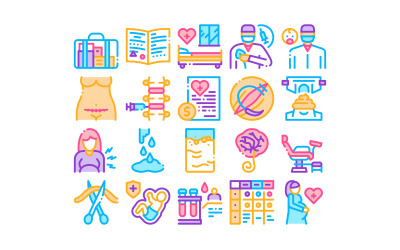 Kraamkliniek collectie ingesteld Vector Icon
