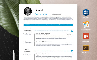 Plantilla de currículum vitae de páginas de Apple de Word editable limpia y profesional gratuita